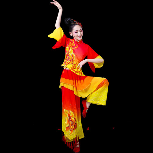 灯笼舞秧歌服新款成人扇子舞蹈服装民族广场舞套装古典舞演出服女 - 图2