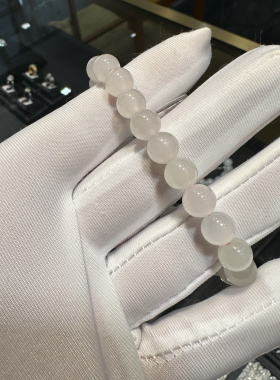 天然和田玉手串星光藕粉