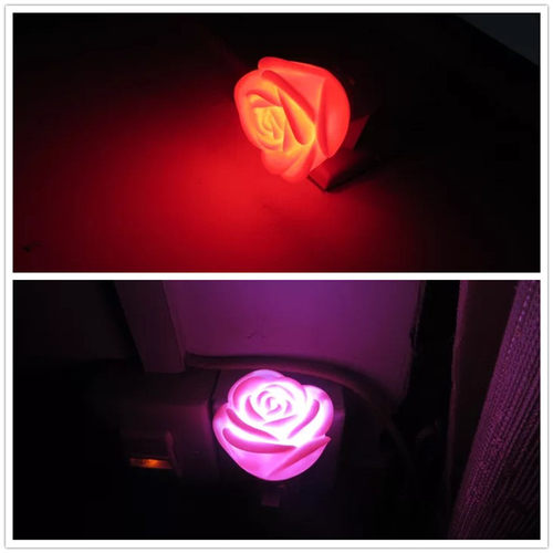 玫瑰花灯红色小夜灯带开关婚房喜庆起夜灯壁灯荷花入宅情趣氛围 - 图0