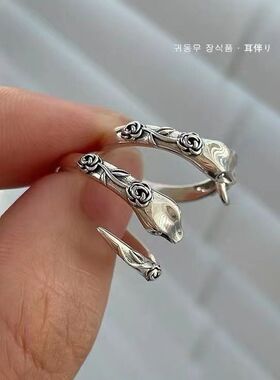 蛇沼复古银色暗黑高级感情人节男女手饰潮男个性蛇形戒指