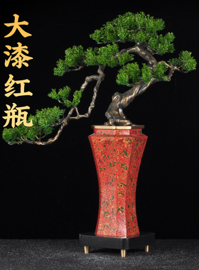 彩铜迎客松摆件中式迎客松盆景