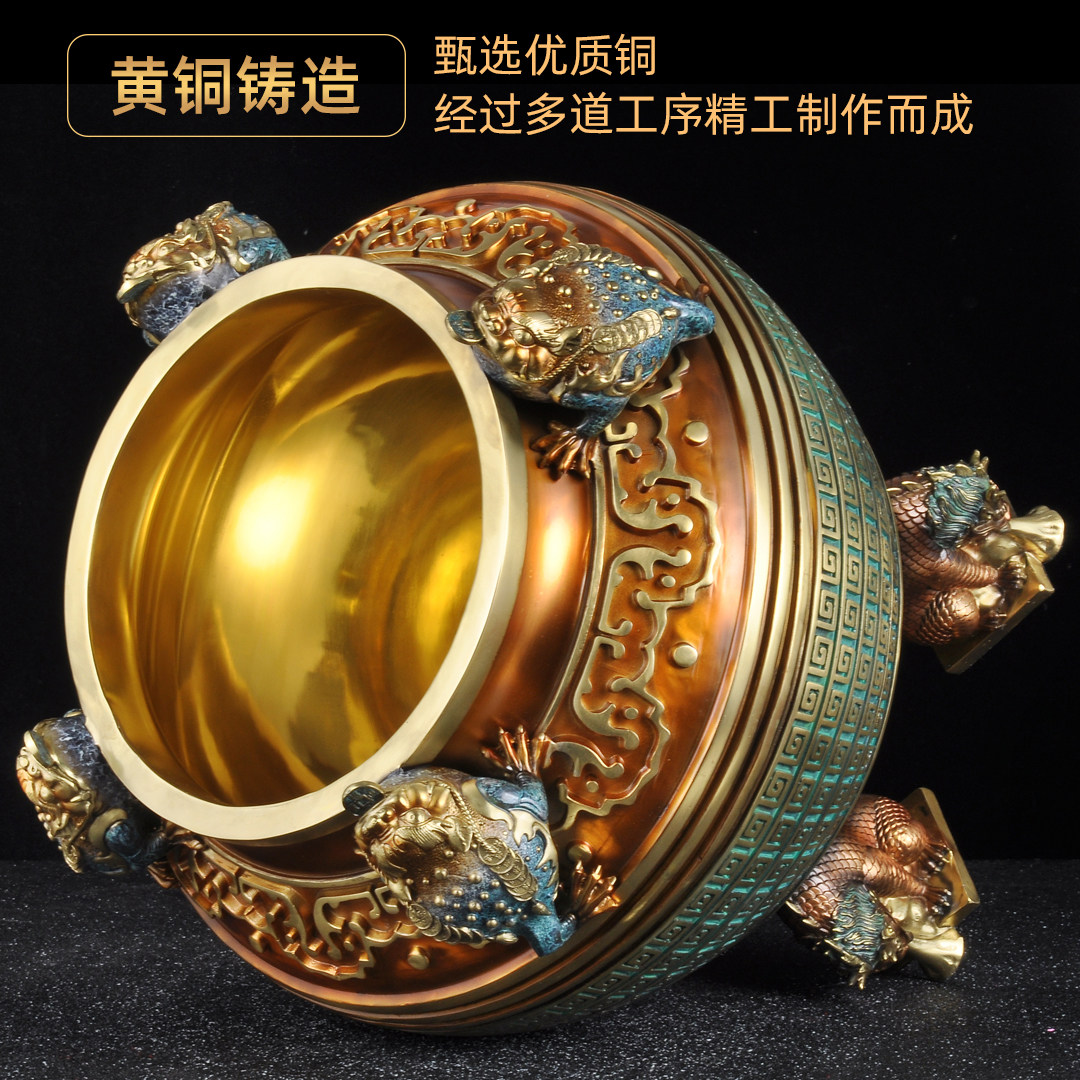 黄铜聚宝盆摆件招财金蟾聚宝缸四方来财日进斗金居家装饰财位摆放,淘宝优惠券,粉丝福利购,淘宝优惠卷