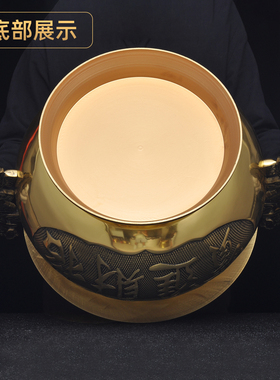 黄铜双龙耳有边招财金玉炉供奉