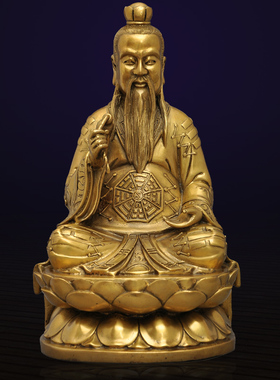 黄铜三清道祖德元灵宝天尊摆件