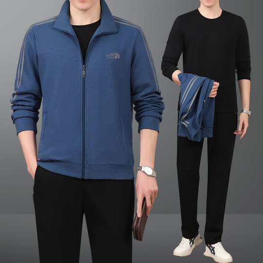 中老年爸爸秋装2025运动服休闲外套男士春秋宽松中年父亲三件套装