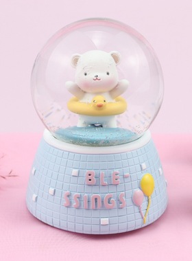 少女心飘雪发光八音盒家居装饰