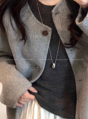 韩系水滴吊坠项链女秋冬长款卫衣毛衣链休闲百搭轻奢高级感配饰品