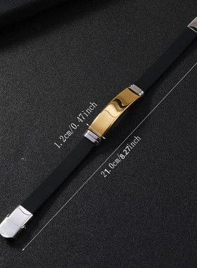 欧美简约刻字黑色不锈钢硅胶手链手环促销广告礼品跨境饰品手饰