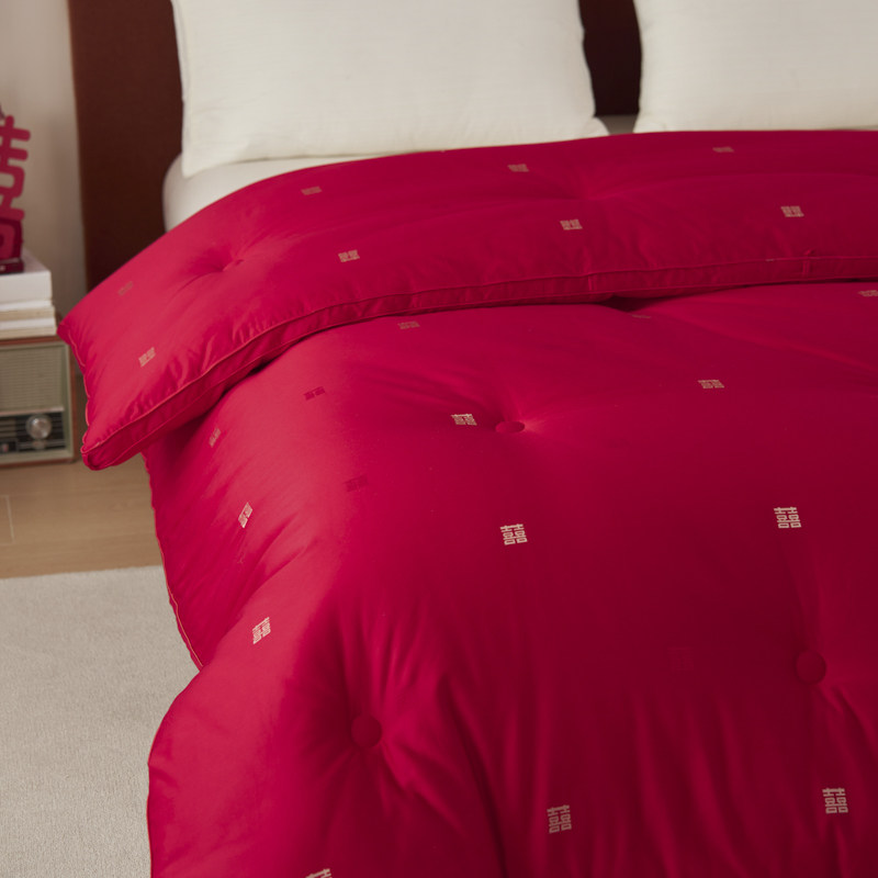 喜字刺绣红色婚庆被芯大豆纤维四季被抗菌结婚陪嫁春秋被子冬被芯,淘宝优惠券,粉丝福利购,淘宝优惠卷