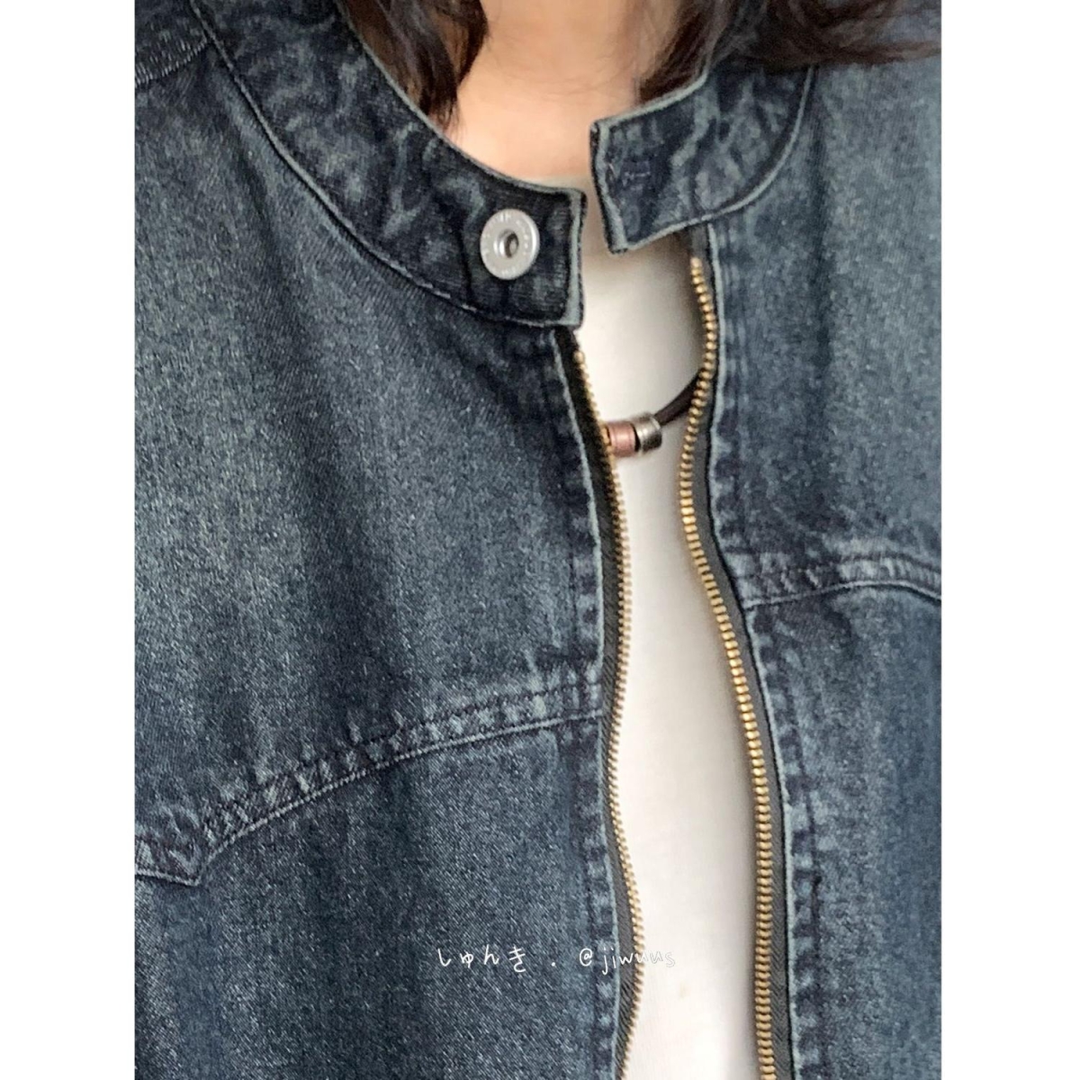 jiwuus 春日系复古水洗牛仔外套男女做旧男友风宽松百搭休闲夹克 - 图3