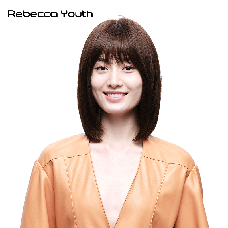 瑞贝卡假发女锁骨发中长发轻薄手织中分长直发真发蓬松自然全头套