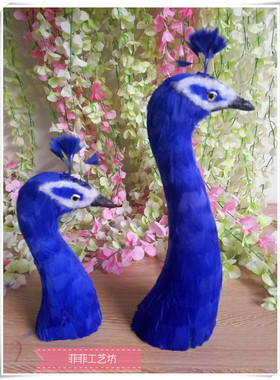 仿真蓝色摆件模型孔雀