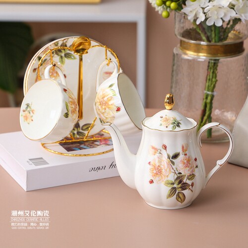 JuSunDe[美好铭记]精致骨瓷咖啡杯碟陶瓷英式下午茶具配小壶礼物 - 图1