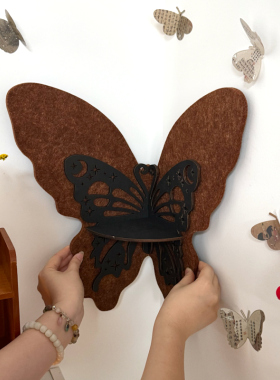 蝴蝶毛毡板挂件墙壁转角卧室客厅装饰摆件烛台氛围布置少女心房间