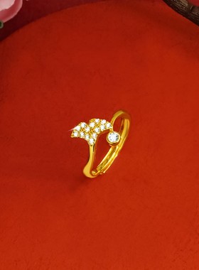 女士铜镀金微镶钻精美时尚戒指