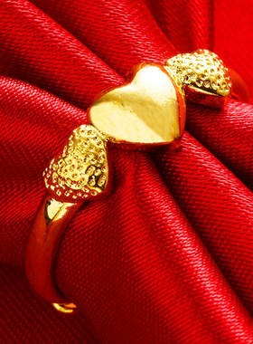 爱心形戒指韩版欧币沙金婚嫁饰品