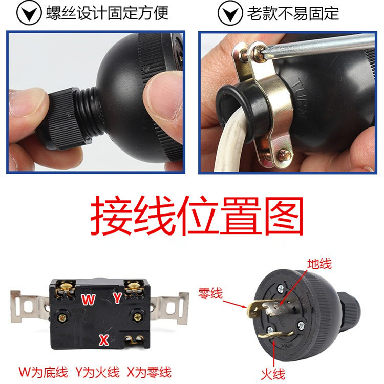 汽油发电机配件2kw8kw250v30a防脱落加厚全铜新款美式3爪插头插座 - 图1