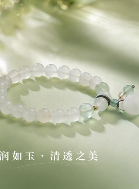 一生一石女白玛瑙葡萄石气质手串