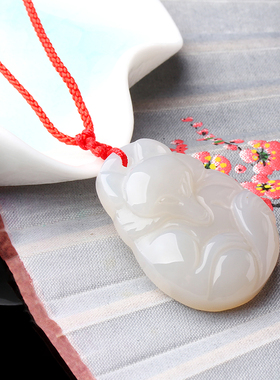 一生一石天然白玉髓吊坠项链情侣