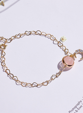 天然粉水晶草莓晶双层双链礼盒装