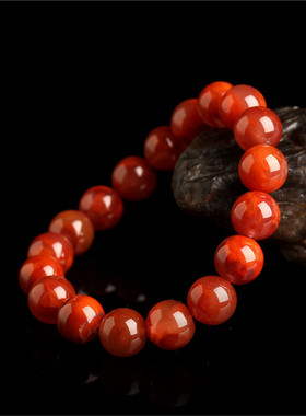 一生一石天然南红玛瑙圆珠手链女