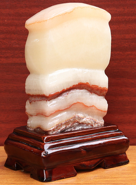 10*16*4cm1210g天然石材奇石摆件猪肉石五花肉桌面装饰雕刻石摆件