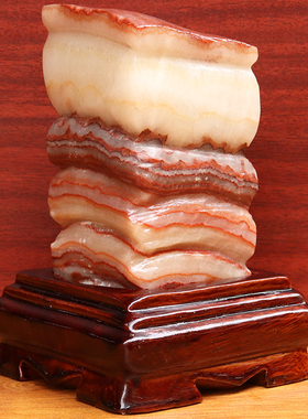 9*14*6cm1198g天然石材奇石摆件猪肉石五花肉桌面装饰雕刻石摆件