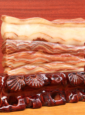 20*15*2cm1300g天然石材奇石摆件猪肉石五花肉桌面装饰雕刻石摆件