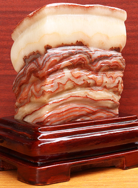 15*18*7cm2798g天然石材奇石摆件猪肉石五花肉桌面装饰雕刻石摆件