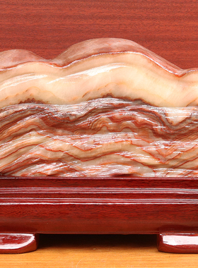 24*21*9cm7489g天然石材奇石摆件猪肉石五花肉桌面雕刻石摆件