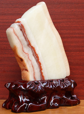 15*21*2cm1155g天然石材奇石摆件猪肉石五花肉桌面装饰雕刻石摆件