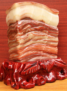 17*20*5cm3188g天然石材奇石摆件猪肉石五花肉桌面装饰雕刻石摆件