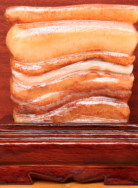 13*13*2cm865g天然石材奇石摆件猪肉石五花肉桌面装饰雕刻石摆件