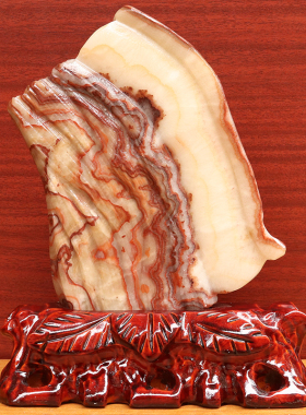 18*23*2cm1558g天然石材奇石摆件猪肉石五花肉桌面雕刻石摆件