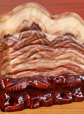 22*19*4cm3372g天然石材奇石摆件猪肉石五花肉桌面装饰雕刻石摆件