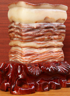 16*17*6cm2522g天然石材奇石摆件猪肉石五花肉桌面装饰雕刻石摆件