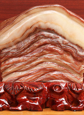 21*21*4cm2588g天然石材奇石摆件猪肉石五花肉桌面装饰雕刻石摆件