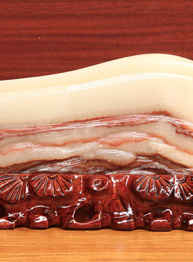 22*15*2cm1407g天然石材奇石摆件猪肉石五花肉桌面装饰雕刻石摆件