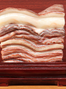 19*18*5cm2734g天然石材奇石摆件猪肉石五花肉桌面装饰雕刻石摆件