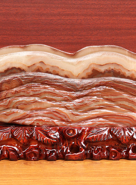 29*19*2cm2643g天然石材奇石摆件猪肉石五花肉桌面装饰雕刻石摆件