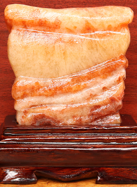 11*12*3cm618g天然石材奇石摆件猪肉石五花肉桌面装饰雕刻石摆件