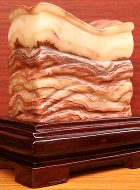 17*17*7cm3493g天然石材奇石摆件猪肉石五花肉桌面装饰雕刻石摆件