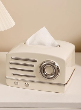 奶油风纸巾盒客厅抽纸盒子创意纸抽盒家用餐巾纸盒摆件装饰品新款