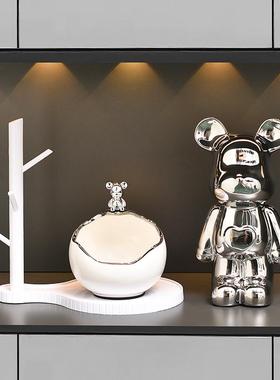 玄关放钥匙收纳摆件轻奢高档客厅入户鞋柜暴力熊装饰乔迁新居礼品