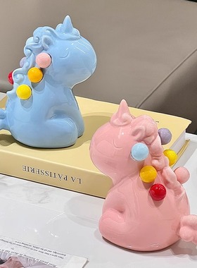 独角兽水果叉家用不锈钢高级感收纳罐可爱摆件装饰品茶几餐桌客厅