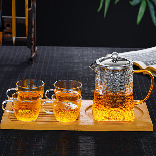锤纹玻璃茶壶加厚家用泡茶器耐高温茶具套装过滤花茶壶耐热泡茶壶 - 图1