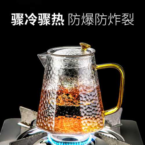 玻璃茶壶过滤泡茶壶家用单壶耐高温锤纹花茶电陶炉煮茶器茶具套装-图2