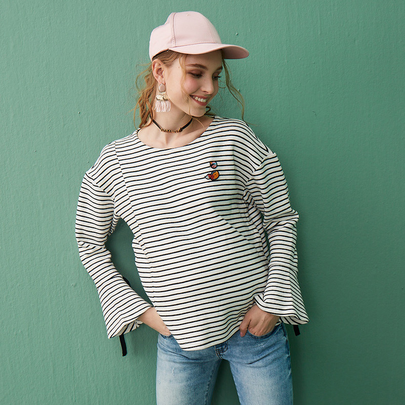 十月妈咪孕妇薄款针织条纹可t恤 旭申母婴T恤