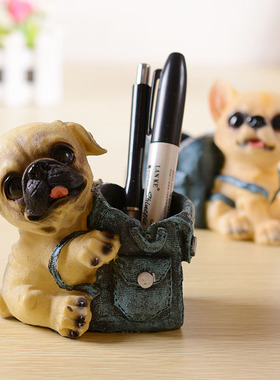 牛仔包可爱风树脂桌面摆件笔筒