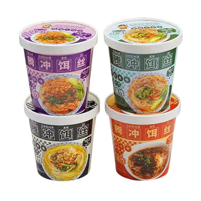 Yunnan Hefeng Tengchong bait shredded barreled instant rice noodles noodles snack brewed dry bait shredded sour and spicy instant food without cooking